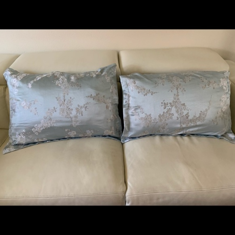 Elegant Blue Floral Accent Pillows